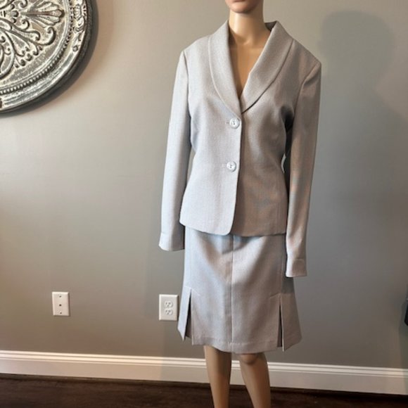 LE SUIT SAGE GREEN CHEVRON 2PC WOMEN'S SUIT - Picture 4 of 9